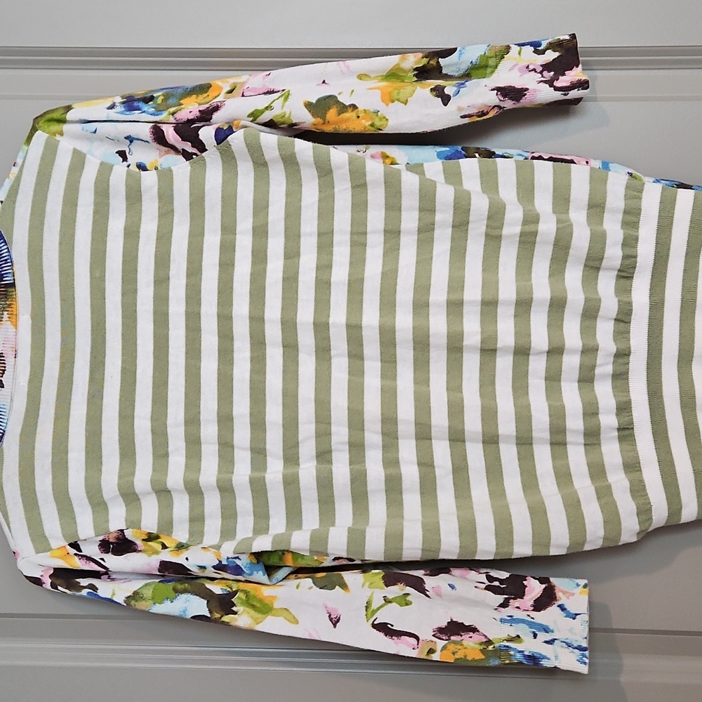August Silk Floral Stripes Cottagecore Medium Lightweight Cardigan